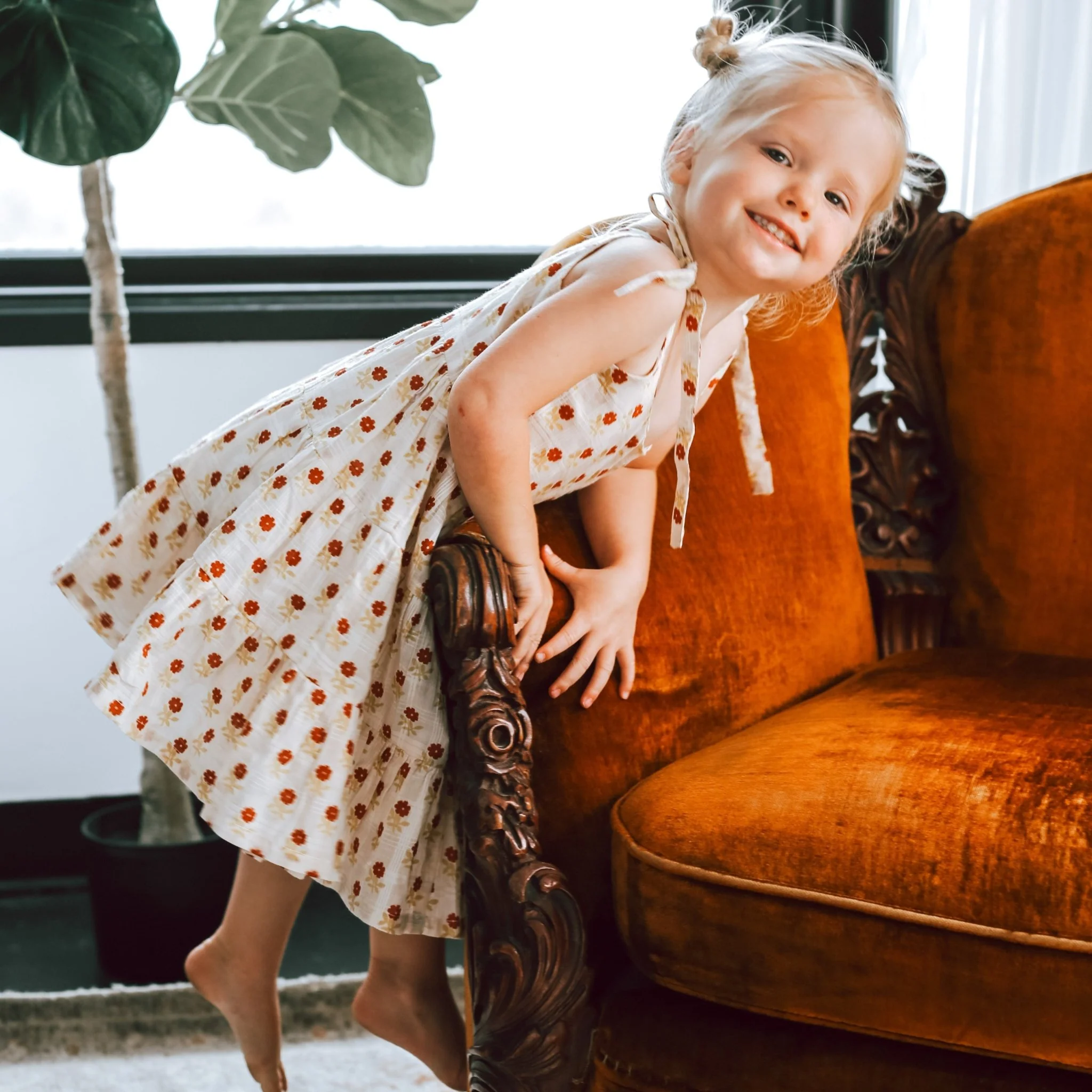 Bella Rust Floral Floral Dress - Image 2
