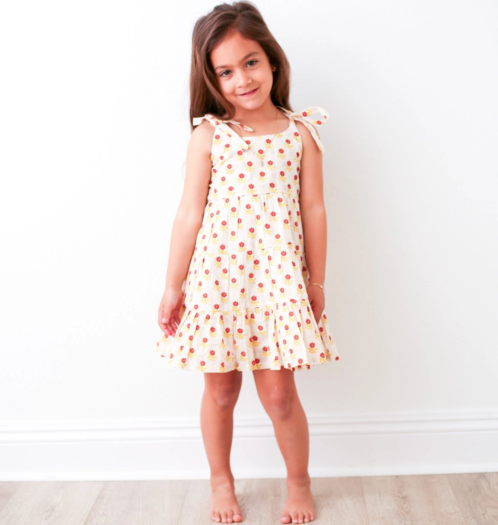 Bella Rust Floral Floral Dress - Image 7