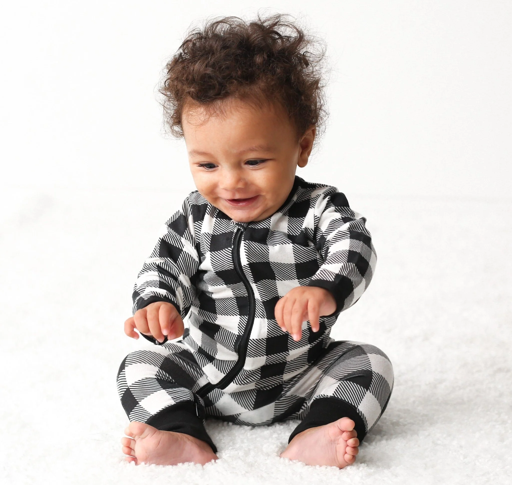 Black & White Plaid Romper - Image 3