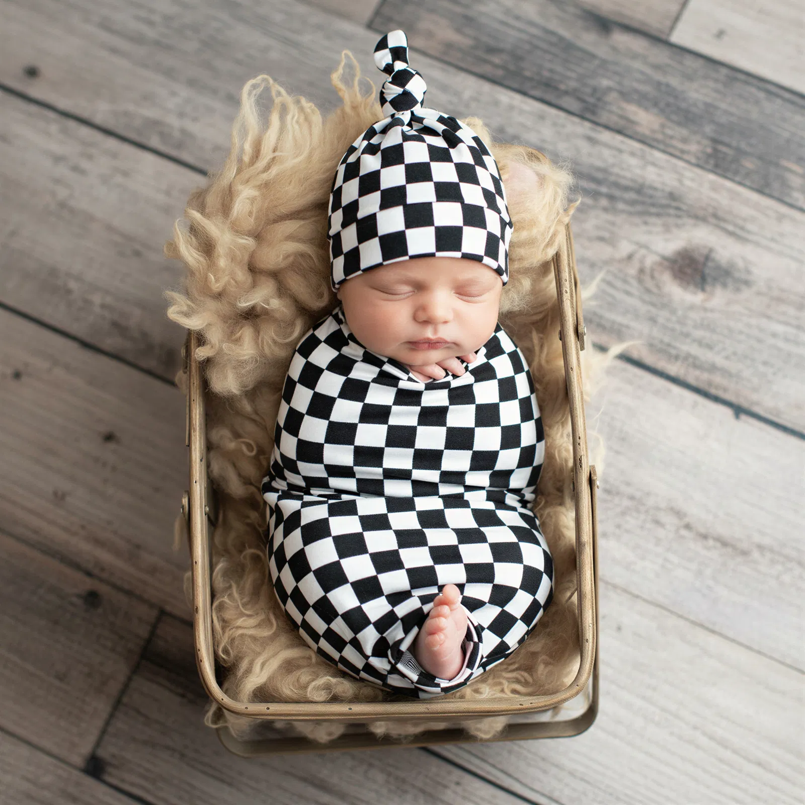 Charcoal Checks Swaddle - Image 2