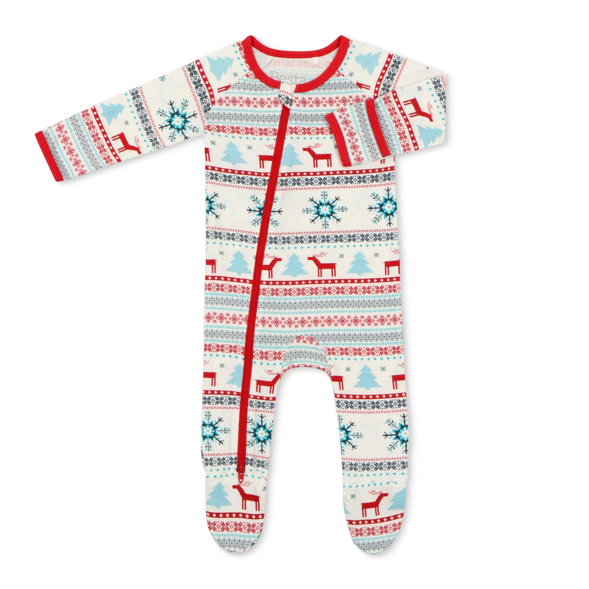 Holiday Reindeer Blue Footie - Image 2