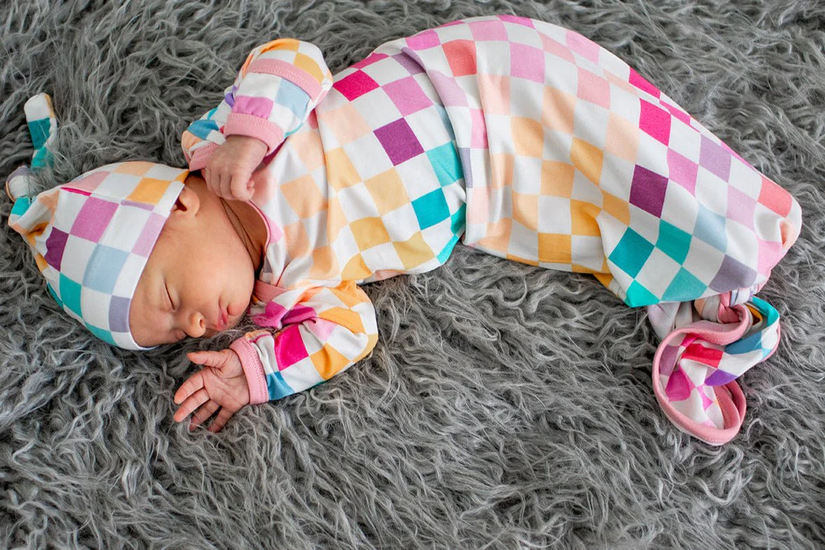 Pastel Checks Gown & Hat - Image 2