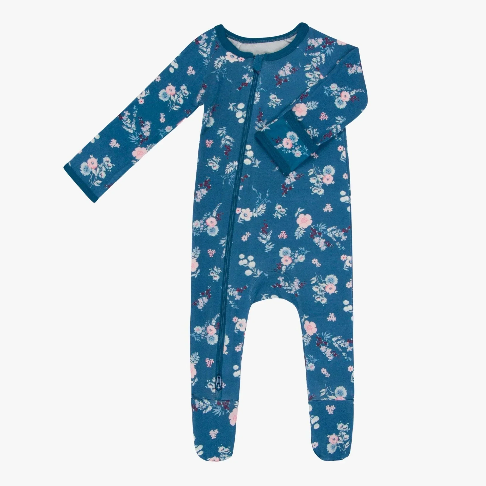 Fall Florals Navy Footie - Image 2