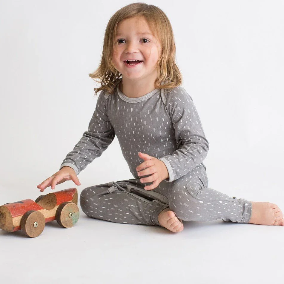 Falling Feathers in Grey Romper