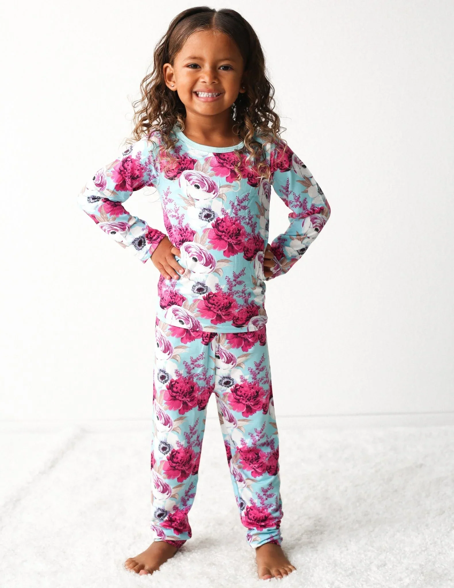 Floral Magenta Aqua Splash Pajama - Image 3