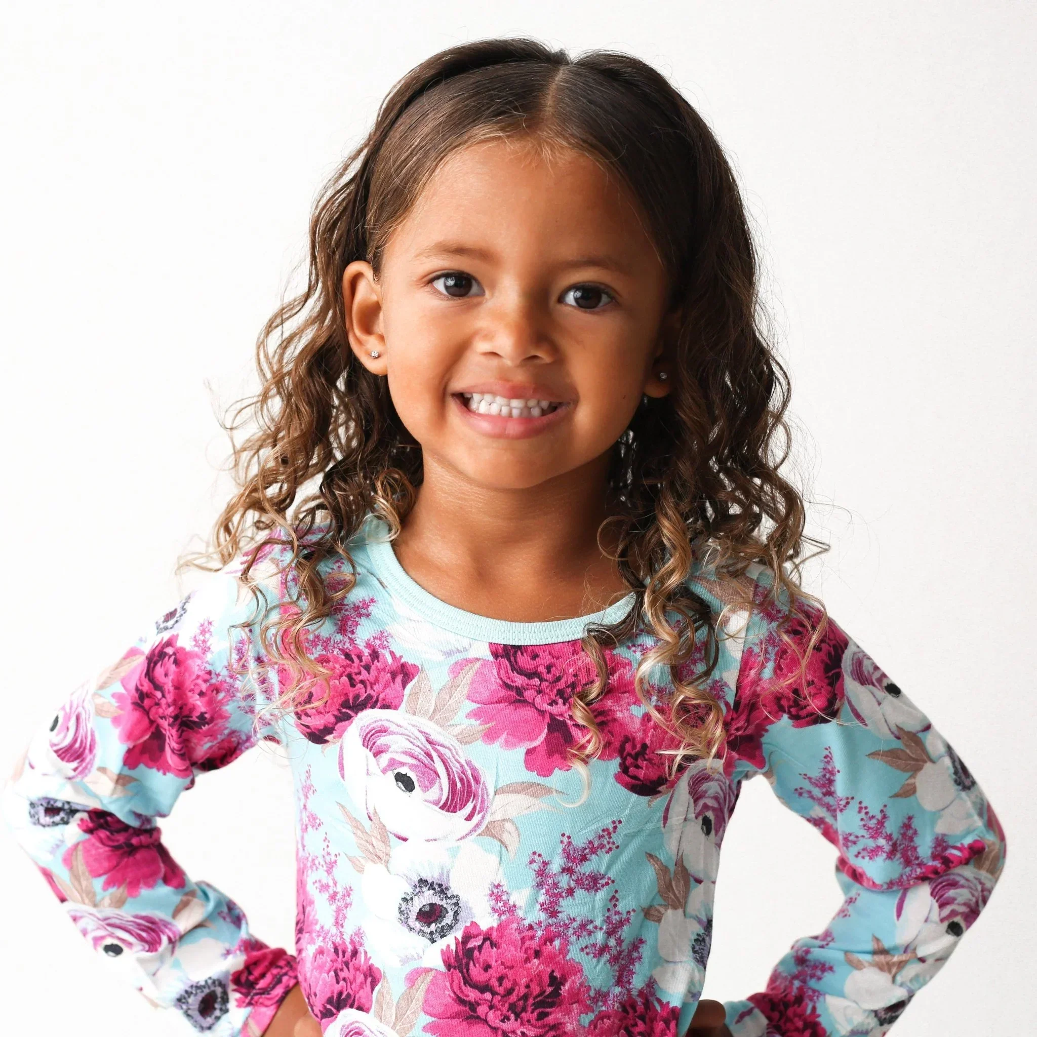 Floral Magenta Aqua Splash Pajama - Image 4