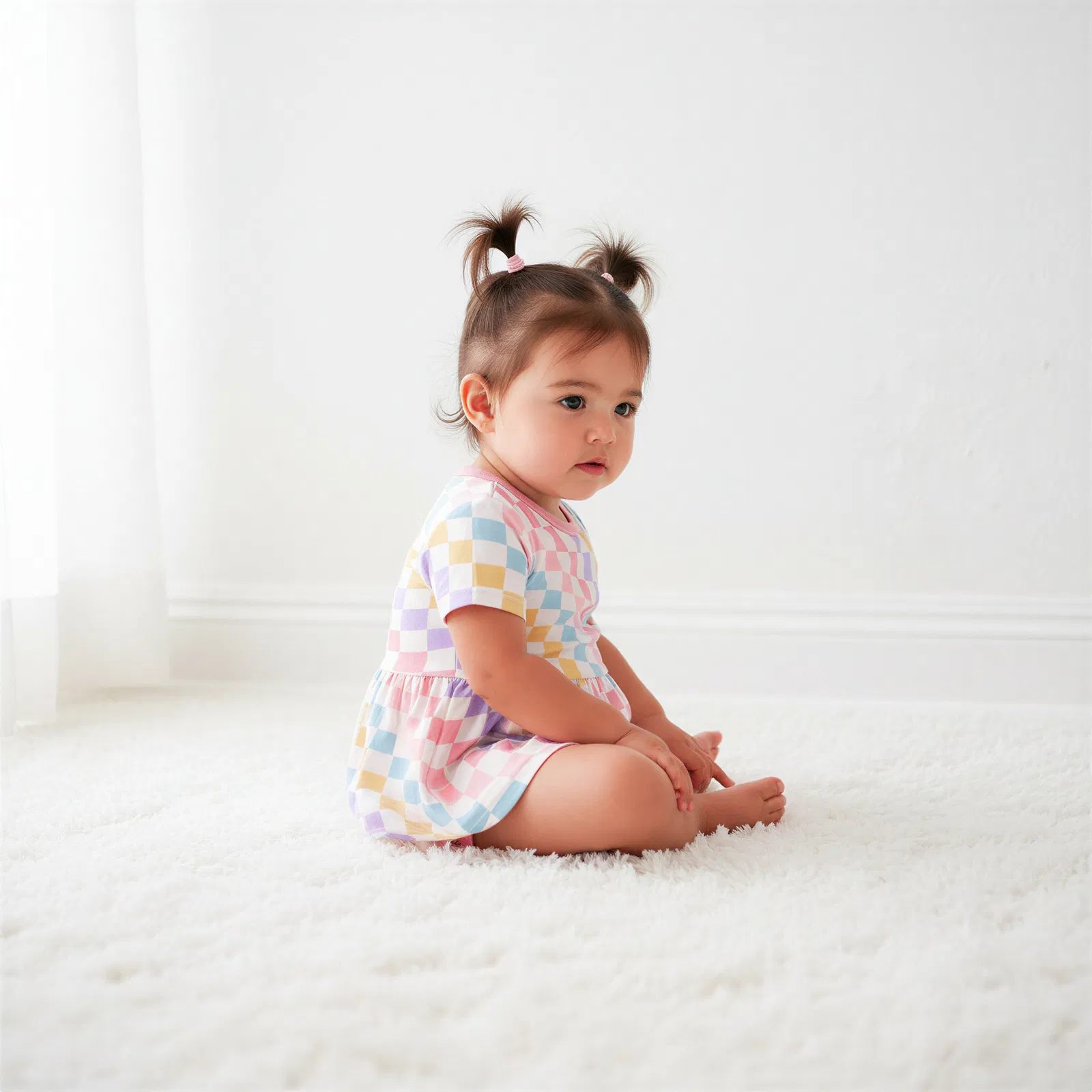 Pastel Checks Bodysuit Dress
