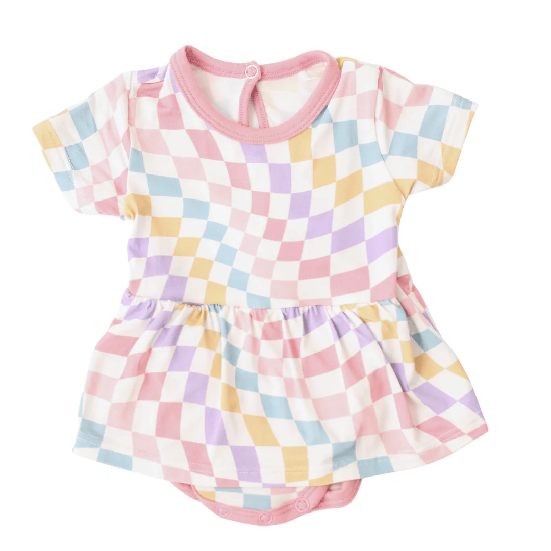 Pastel Checks Bodysuit Dress - Image 3