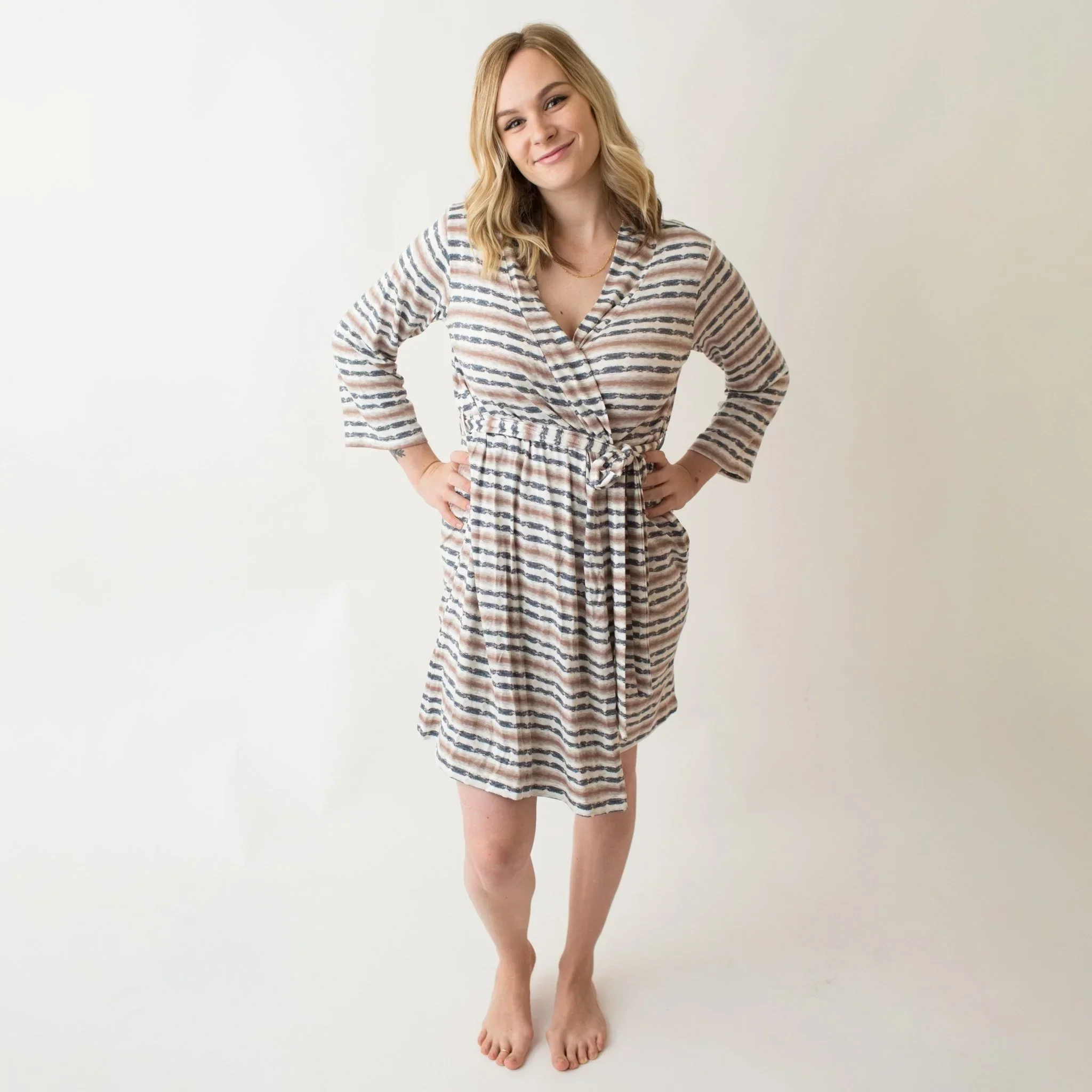 Tye Dye Navy Stripe Robe - Image 3